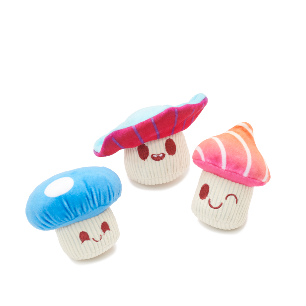 Alice's Magic Mushrooms Plush Multi-Part + Fetch Dog Toy